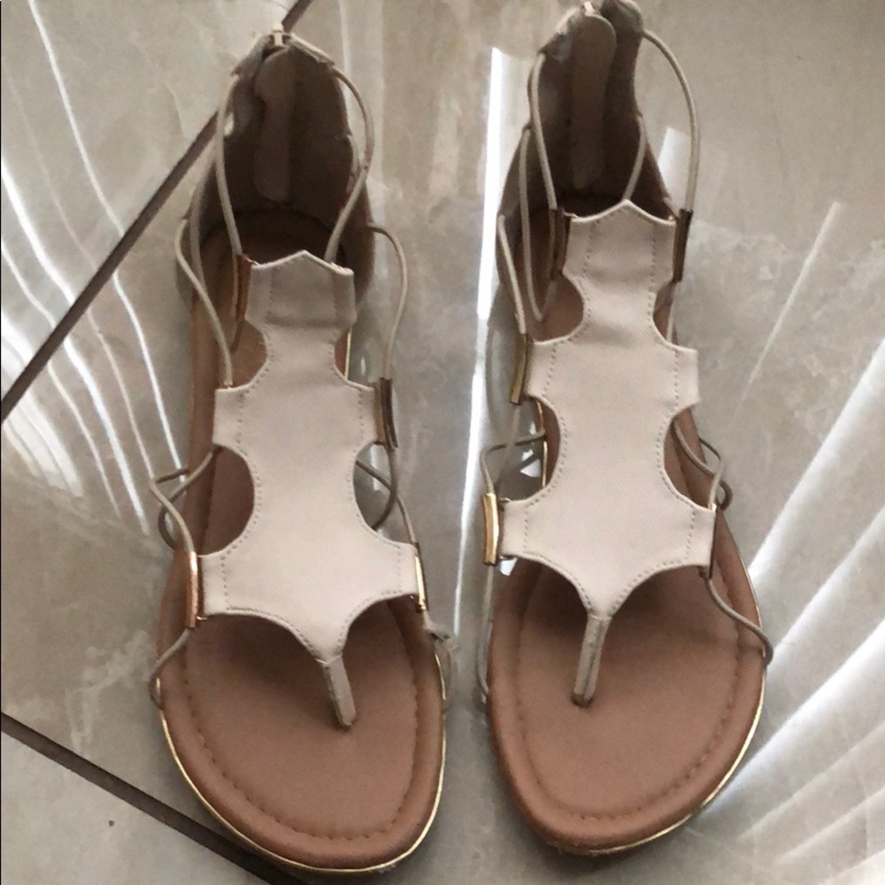 Nude with gold detailing sandals